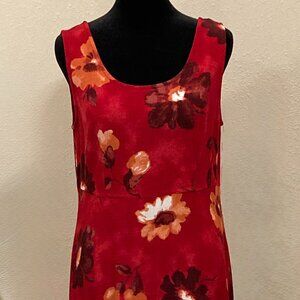Sleeveless Maxi Dress  Women's Size 10  Red Tropical Cotton Blend  Machine Wash